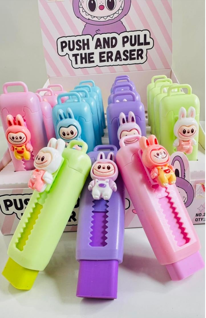 LABUBU Cute Push & Pull labubu Eraser – Retractable Cartoon Eraser for Kids & Students - Image 1